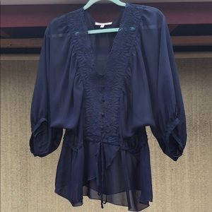 Black Rainn dark blue sheer top